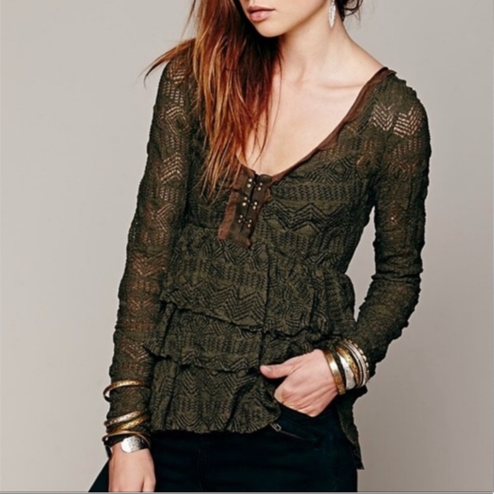 Free people lace corset tiered cardigan